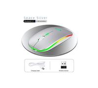 Souris de jeu sans fil 2.4G Bluetooth Dual Mode Gaming 1600DPI rétro-éclairé pour ordinateur portable PC - argent