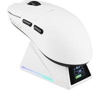 Souris De Jeu Sans Fil Ajazz Aj159 Apex 8k, Station De Charge MagnéTique Avec éCran Tft, Capteur Pixart Paw3950, Jusqu'à 42 000 Dpi, Tri-Mode, Pour Pc/Mac (Blanc)