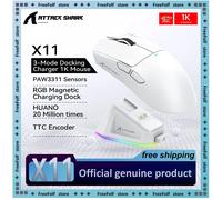 Souris de jeu sans fil Attack Shark X11 X11SE, 3 modes, PAW3311, 22000 DPI, 400IPS, souris de jeu pour PC X11 Red