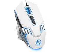 Souris de jeu sans fil blanche Bluetooth avec 3 modes (BT5.0 + BT3.0 + 2,4 GHz), rechargeable, rétroéclairage RVB, souris silencieuse pour ordinateur portable, PC, MacBook, iPad, tablette