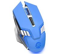 Souris de jeu sans fil bleue Bluetooth silencieuse pour plusieurs appareils, 2400 DPI, rétroéclairage RVB, 800 mAh, rechargeable, sans fil, pour ordinateur portable, PC, Mac, MacBook Air/Pro, iPad,
