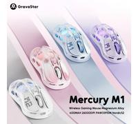 Souris de jeu sans fil GravaStar Mercury M2 M1, alliage, 26000 DPI, capteur PAW3395DM, design léger et évidé, RGB, souris e-sport M2 Jelly Pink