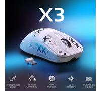 Souris de jeu sans fil légère ATTACK SHARK X3, tri-mode 49g, capteur DPI PAW3395 26K, autonomie de la batterie 200h, 5 boutons programmables noir