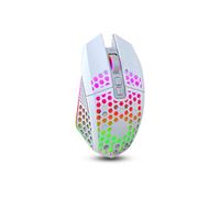 Souris de Jeu sans Fil Rechargeable, Souris de Chargement muet sans Fil RVB Lumineux Creux Gaming 2,4 GHz Fournitures informatiques, pour PC Ordinateur Portable Joueurs de Jeu(Blanc)