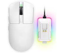 Souris de jeu sans fil trimode 2,4 GHz/USB-C/Bluetooth avec station de charge RVB, 24 000 DPI, batterie de 60 heures, souris d'ordinateur ergonomique, légère, rechargeable, compatible avec PC Mac et