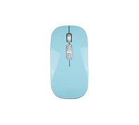Souris de jeu USB optique sans fil 2.4GHz silencieuse rechargeable 1600DPI pour PC-bleu