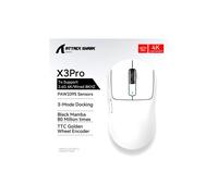 Souris de jeu X3 Pro sans fil ATTACK SHARK Blanc 4K Retours Bluetooth Connexion tri-mode PAW3395 Macro