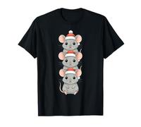 Souris de Noël Animaux Mignon Stacks Chapeau Père Noël Souris Mama T-Shirt
