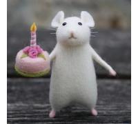 Souris d'Halloween avec animaux feutrés en forme de citrouille, souris de Noël feutrée à l'aiguille, feutre de laine, décorations d'Halloween faites à la main, figurine de sorcière, balai de