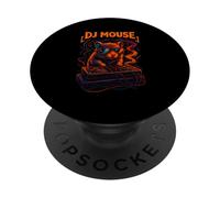 Souris DJ cool avec platines, design amusant pour fête PopSockets PopGrip Adhésif