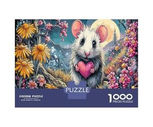 Souris du Soleil et de la Lune Carton Épais Le cœur de la Souris fleurit Puzzle Amants De Famille Puzzle De Soulagement du Stress Idée Cadeau pour Senior Jigsaw Enthusiastes 52x38cm/1000pcs