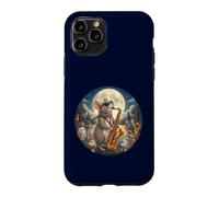 Souris élégante Jouant du Saxophone Romantique au Clair de Lune Chats Coque pour iPhone 11 Pro