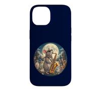 Souris élégante Jouant du Saxophone Romantique au Clair de Lune Chats Coque pour iPhone 14