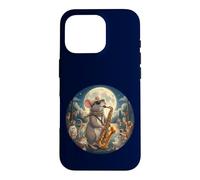 Souris élégante Jouant du Saxophone Romantique au Clair de Lune Chats Coque pour iPhone 16 Pro