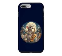 Souris élégante Jouant du Saxophone Romantique au Clair de Lune Chats Coque pour iPhone 7 Plus/8 Plus