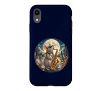 Souris élégante Jouant du Saxophone Romantique au Clair de Lune Chats Coque pour iPhone XR