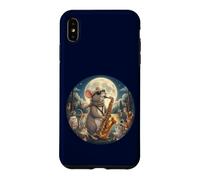 Souris élégante Jouant du Saxophone Romantique au Clair de Lune Chats Coque pour iPhone XS Max