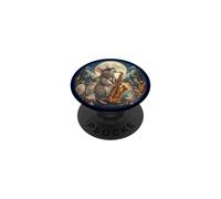 Souris élégante Jouant du Saxophone Romantique au Clair de Lune Chats PopSockets PopGrip Adhésif