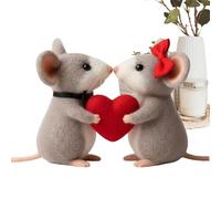 Souris en feutre artisanale - Figurine romantique édition spéciale amour - Décoration miniature textile fabriquée à la main - Idéal pour célébration, liaison, anniversaire, salle de séjour, bureau