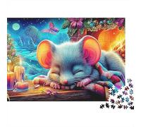 Souris Endormie Puzzle 1000 Pièces Nuit Chaleureuse Puzzle pour Adultes Convivialité Relaxation Décoration 38x26cm/1000pcs