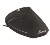 Souris ergonomique MediaRange à 6 boutons avec capteur optique pour droitiers, filaire, noire