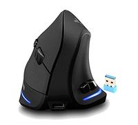 Souris Ergonomique sans Fil 2,4 G 1000/1600/2400 DPI, Souris Verticale sans Fil 6 Boutons avec Logiciel de Personnalisation, Mouse Optique pour Ordinateur Portable, Ordinateur de Bureau, PC (Noir)