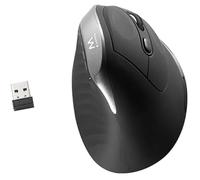 Ewent Souris Ergonomique Verticale USB-A sans Fil, 2.4GHz, avec Nano Récepteur, 800/1200/2400 DPI Ajustables, 6 Contrôles, pour Droitier, PC, Ordinateur, Portable, Mac, Noir - Piles Incluses
