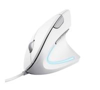 Trust Verto Souris Verticale Ergonomique, Souris Filaire, Prévention Syndrome de la Souris et Epicondylite, 1000/1600 DPI, 6 Boutons, LED, pour Droitier, PC, Ordinateur, Portable, Mac - Blanc