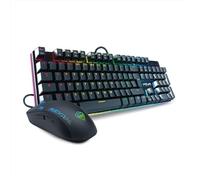 Souris et clavier gaming mécanique, disposition italienne QWERTY, USB, anti-ghosting, clavier rétroéclairé LED RVB, souris gaming jusqu'à 32000 DPI - Noir