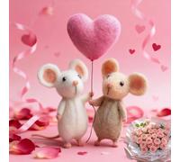 Souris feutrée à l'aiguille | Cadeau de Saint-Valentin, charmantes figurines de souris en feutre faites à la main, poupée mignonne en feutre, cadeau unique pour elle ou lui, anniversaire, décoration
