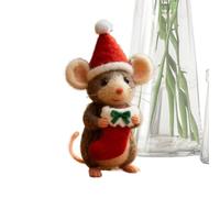 Souris feutrée - Mini figurine animale de 8 x 4 cm, décoration de Noël en feutre | Artisanat artisanal pour rebords de fenêtre d'intérieur, vacances, chambre à coucher, salon, niche, bibliothèque