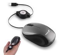 Souris filaire de type C rétractable, portable, silencieuse, mini souris optique filaire Plug and Play avec 3 boutons pour mains gauche et droite pour ordinateur portable, MacBook, tablette