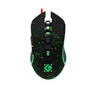 Defender Draglen GM-907 Souris de jeu ergonomique filaire avec boutons latéraux, capteur 7200 DPI, 6 réglages DPI, éclairage RVB, 5 boutons programmables, USB, PC/Mac, noir