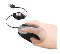 Souris filaire - Petite souris USB de voyage avec câble rétractable | Accessoires d'ordinateur ergonomiques pour bureau, bibliothèque, avion, maison, travail, café, femme, joueurs, PC d'affaires