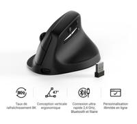 Keychron Souris gamer sans fil M5 8K – PixArt 3950 30 000 DPI, 8000 Hz – Noir
