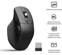 Keychron M6 Souris sans Fil, 2.4 GHz/Bluetooth 5.3/USB-C, Micro-Interrupteur Silencieux, DPI 30000, Capteur PixArt 3950 Programmable pour Windows, Mac et Linux - Noir