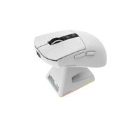 Oniverse Souris gaming sans fil Vanguard – PixArt 12K DPI, 3 modes, Dock, Écran LED, Blanc