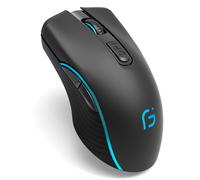 Souris gaming RGB, DPI réglable sur 5 niveaux et rechargeable, design ergonomique pour droitier, compatible Windows, MAC et Linux (noire)