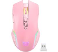 Souris gaming sans fil ergonomique rose, choix des joueurs : DPI ajustable pour un contrôle optimal, clic silencieux pour un jeu plus paisible,