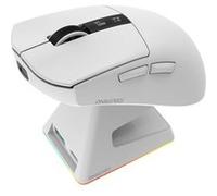 Oniverse Souris gaming sans fil Vanguard – PixArt 12K DPI, 3 modes, Dock, Écran LED, Blanc