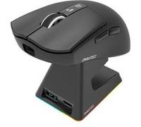 Oniverse Souris gamer sans fil Vanguard – PixArt 12 000 DPI, 3 modes, dock de charge, écran, Black
