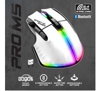 Spirit Of Gamer - Pro M5, Souris Gamer sans Fil RGB pour PC, 8 Boutons Programmables Dont 1 Rapid Fire, Connexion Bluetooth & 2,4 GHz, Autonomie Longue Durée 90h, Gaming Mouse RGB Ergonomique, Blanc