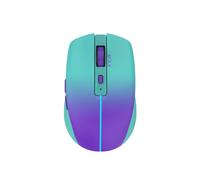 Souris Inca IWM-511RM Optique 1600 DPI, RF Wireless + Bluetooth + USB Type-C, 6 Boutons Programmables, Design Droitier Ergonomique, Batterie 500 mAh, Vert/Violet