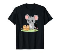 Souris Kawaii avec boîte à Fromage et Fleurs printanières T-Shirt