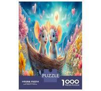 Souris Magique 1000 Pièces Elephant and Souris in Small Boat Puzzle Défi Jouet Jeu Coloré Puzzles Décorationd’intérieur Adultes Adultes Cadeaux 70x50cm/1000pcs