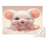 Souris Mignonne Qui Fait Un clin d'œil Puzzle 1000 Pièces Papier recyclé pour Adultes Puzzle pour Adultes Jeu éducatif pour décompression Excellente idée Cadeau pour la créativité 38x26cm/1000pcs