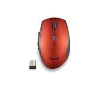 Souris NGS BEE Rouge RF sans fil 1600 DPI Optique 5 Boutons Clic Silencieux, Design Ergonomique Vertical, Portée 10m, Compatible Windows/macOS, Récepteur USB-A