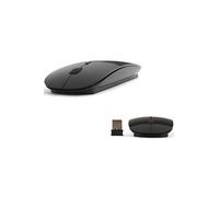 Souris Noir Sans fil Design Ultra Slim Plate Optique 2,4 GHZ DONGLE USB Extra Noir