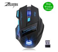 souris optique de jeu F14, 2400 DPI, 7 boutons, sans fil, 2.4G, lumières respirantes, pour ordinateur PC et portable