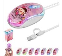 Souris optique filaire USB-C et USB A 2 en 1 avec rétroéclairage LED 7 couleurs, câble de 1,5 m, clics silencieux 1000D-PI pour PC, ordinateur portable, Mac, macOS, Windows, iPadOS, Android